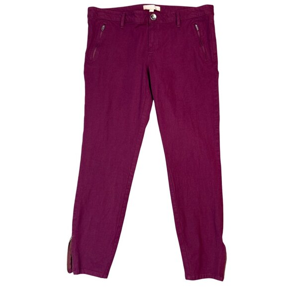 Banana Republic Burgundy Sloan Zipper Pocket + Ankle‎ Zip Pants Size 10 - Picture 4 of 8